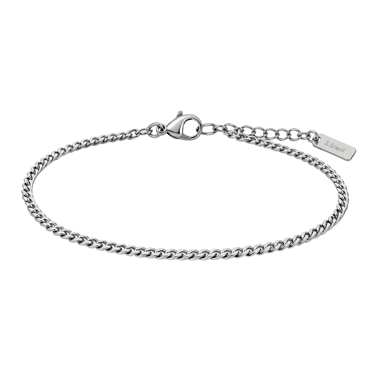 Polished Stainless Steel Slim Chain Bracelet | Pollyngrey