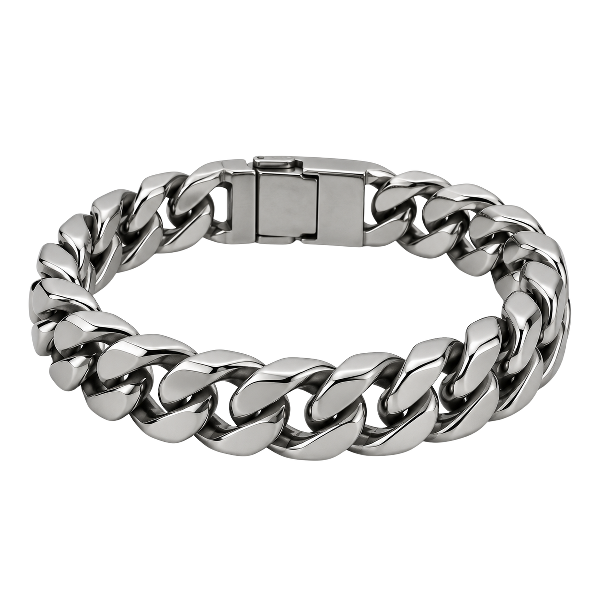 Polished Stainless Steel Chunky Curb Bracelet | Pollyngrey