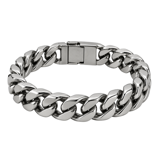 Polished Stainless Steel Chunky Curb Bracelet | Pollyngrey