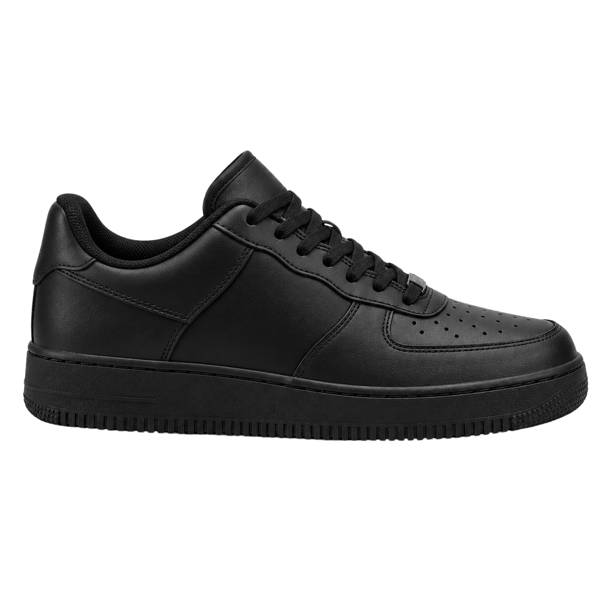 Premium Leather Low-Top Trainers – Jet Black | Pollyngrey