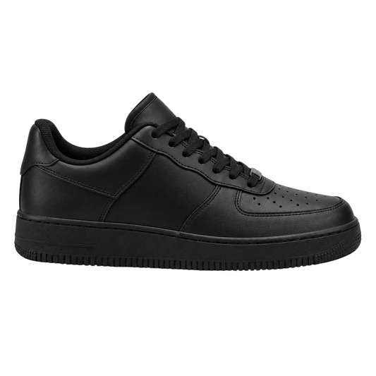 Premium Leather Low-Top Trainers – Jet Black | Pollyngrey