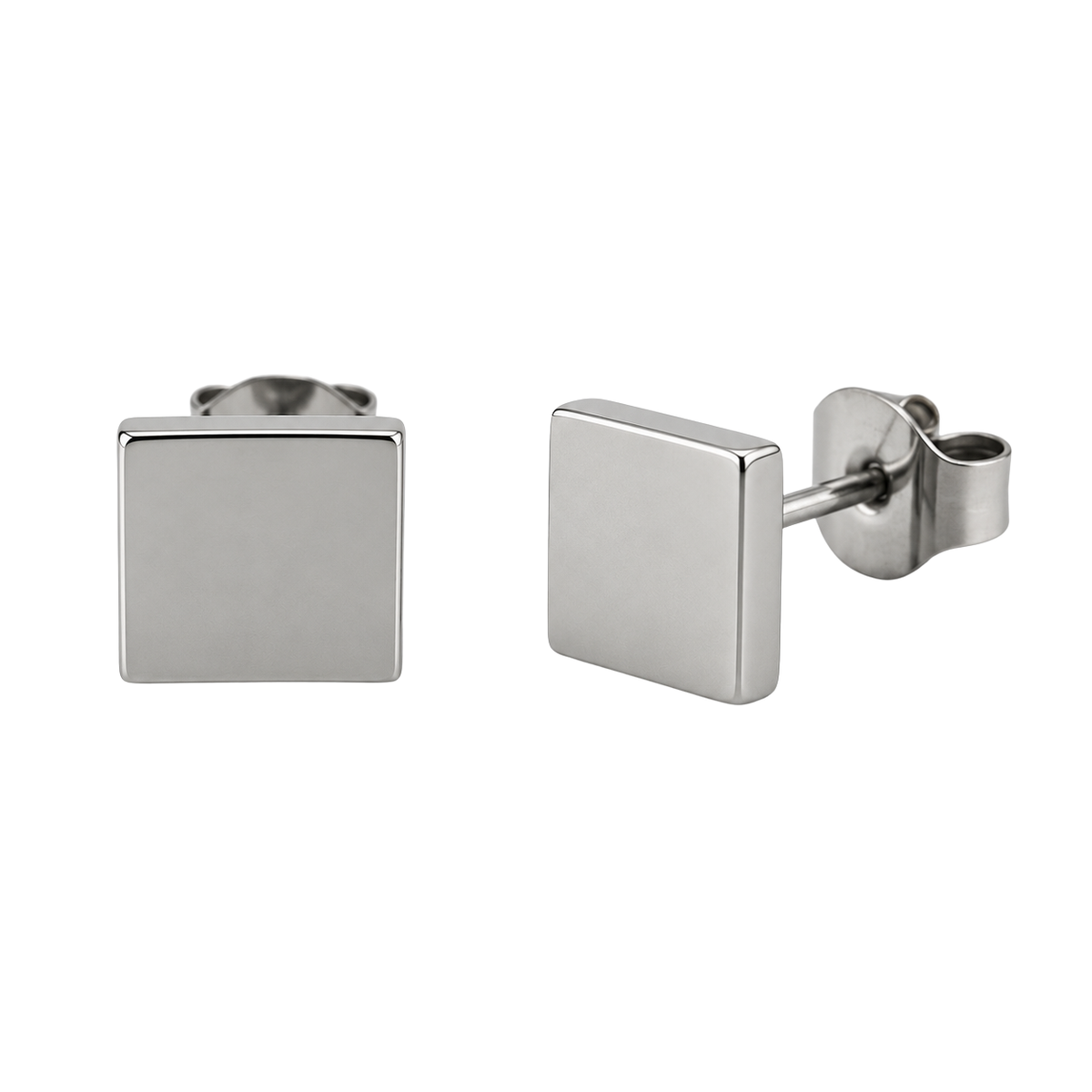 Polished Stainless Steel Square Stud Earrings | Pollyngrey